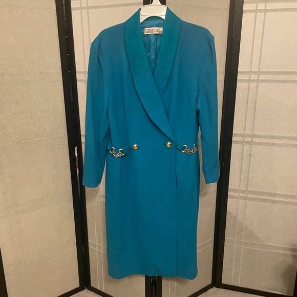 Lilli Ann Dresses & Skirts - Lilli Ann Vintage Teal Dress With Gold Chain Embellishment